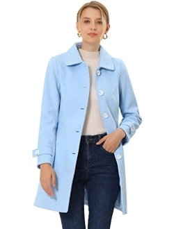 Women's Winter Outerwear Overcoat Peter Pan Collar Mid-thigh A-line Single Breasted Pea Coat