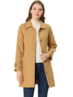 Women's Winter Outerwear Overcoat Peter Pan Collar Mid-thigh A-line Single Breasted Pea Coat