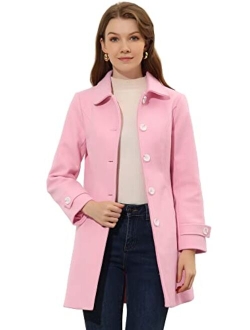 Women's Winter Outerwear Overcoat Peter Pan Collar Mid-thigh A-line Single Breasted Pea Coat