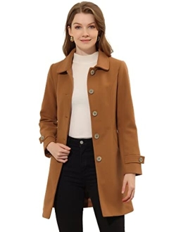 Women's Winter Outerwear Overcoat Peter Pan Collar Mid-thigh A-line Single Breasted Pea Coat