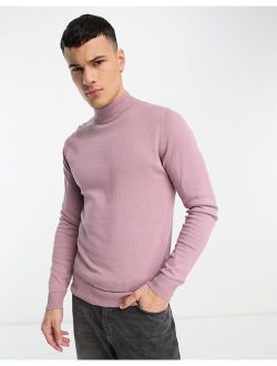 Threadbare cotton turtle neck sweater in lilac chalk