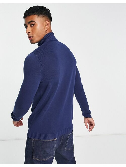 ASOS DESIGN midweight half zip cotton sweater in navy