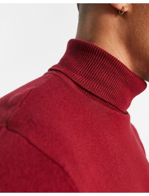 Threadbare cotton roll neck sweater in red