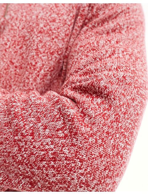 ASOS DESIGN knitted midweight cotton 1/4 zip sweater in red twist