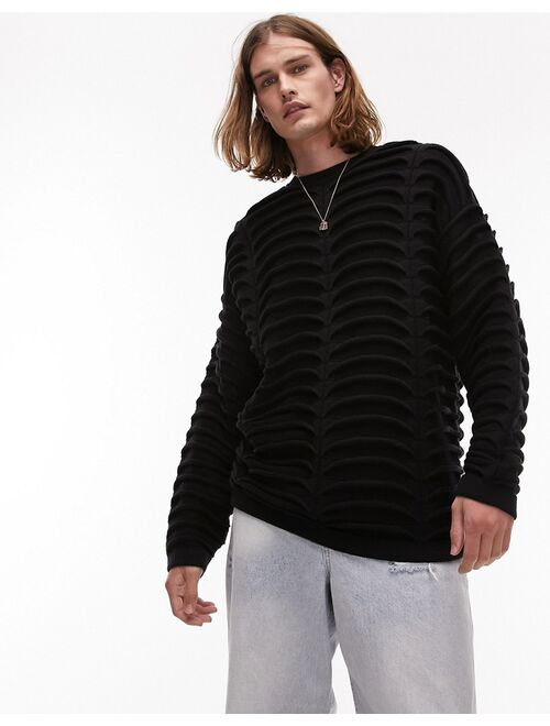 Topman textured sweater in black