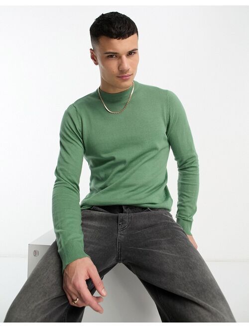 Threadbare cotton crew neck sweater in wavellite