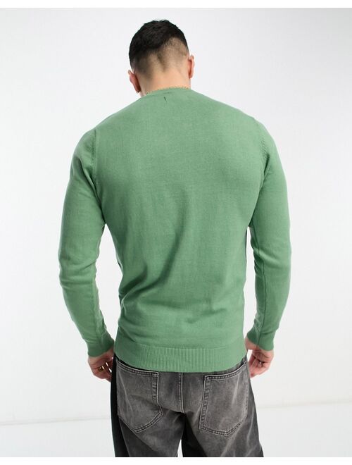 Threadbare cotton crew neck sweater in wavellite