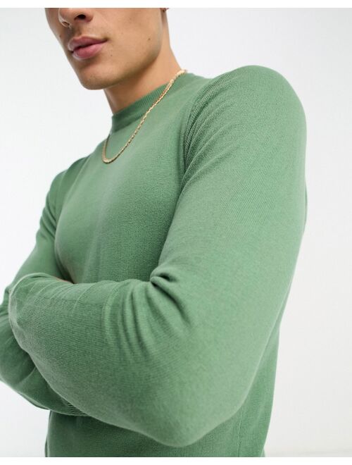 Threadbare cotton crew neck sweater in wavellite