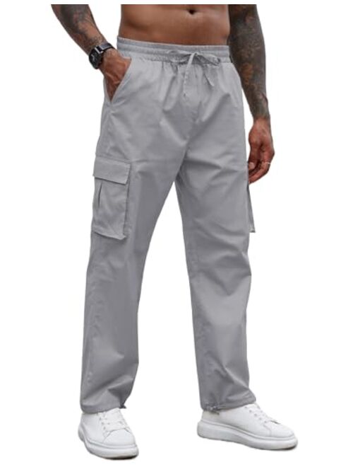 COOFANDY Men's Casual Cargo Pants Cotton Drawstring Athletic Jogger Sweatpants