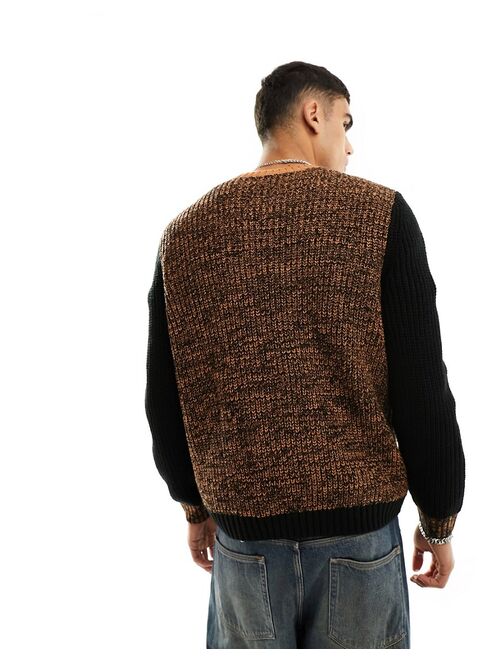 ASOS DESIGN knitted relaxed sweater in brown texture