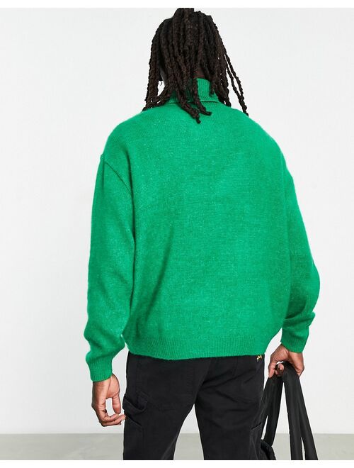 ASOS DESIGN fluffy knit turtle neck sweater in bright green