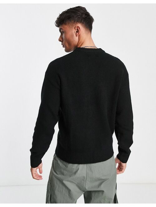 Jack & Jones Originals wool mix crew neck sweater in black