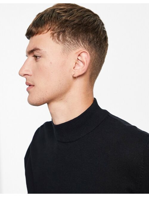 Jack & Jones Essentials mock neck sweater in black