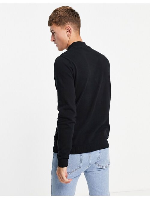 Jack & Jones Essentials mock neck sweater in black