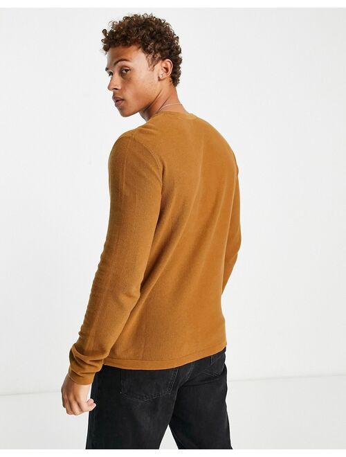 Jack & Jones Essentials textured knitted sweater in brown