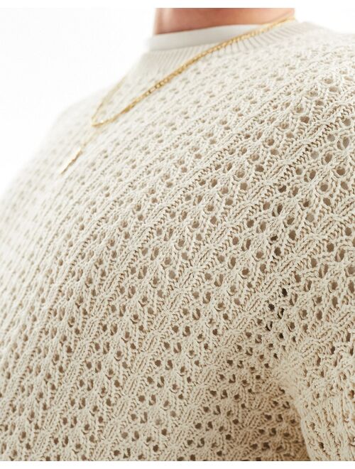 Bershka loose knit sweater in ecru