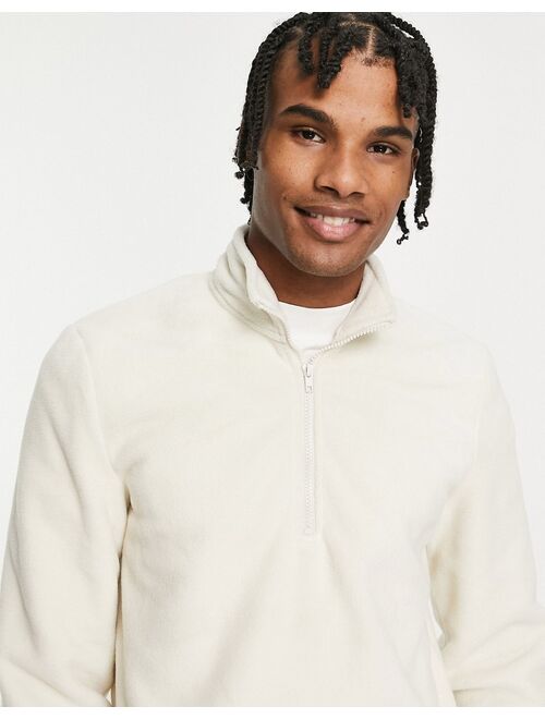 New Look half zip fleece sweatshirt in cream