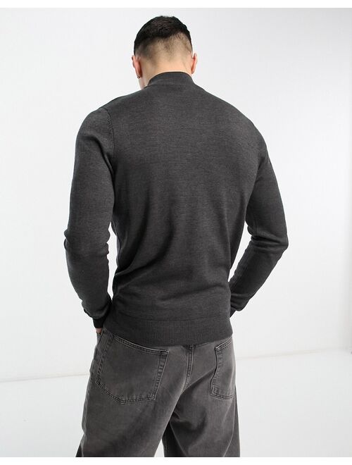 Threadbare cotton turtle neck sweater in charcoal