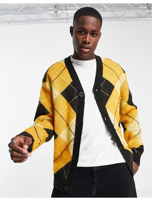 River Island argyle knit cardigan in black