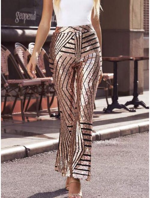 Shein Sequin Flare Leg Pants