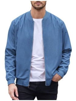 Men's Cotton Bomber Jacket Lightweight Flight Jackets Casual Softshell Varisty Jacket