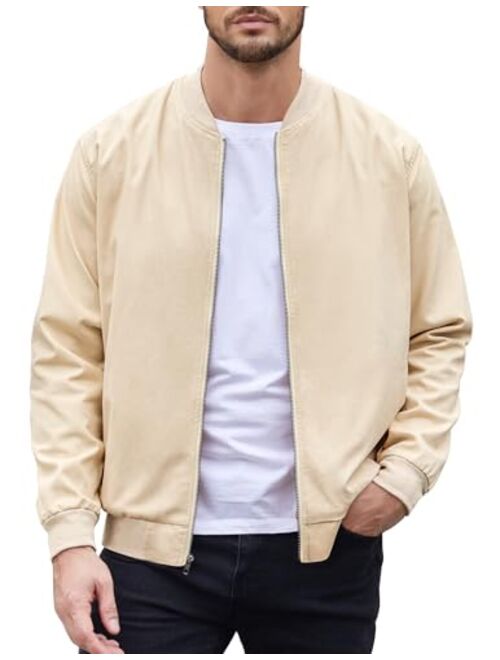 COOFANDY Men's Cotton Bomber Jacket Lightweight Flight Jackets Casual Softshell Varisty Jacket