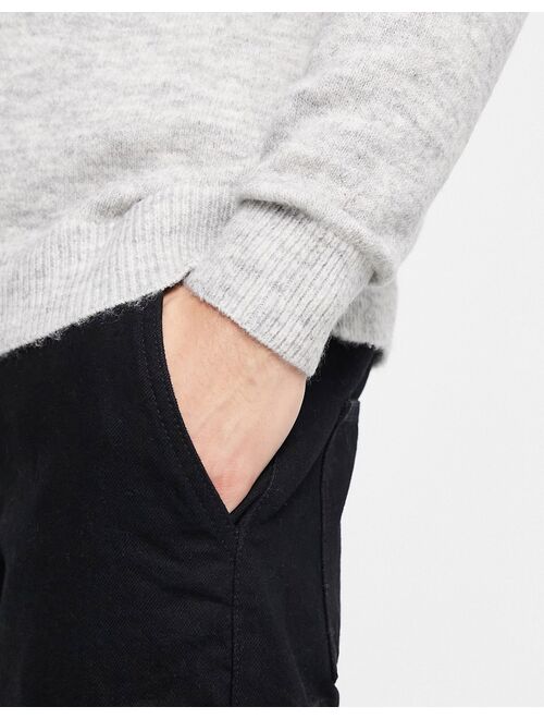 Selected Homme oversized V-neck wool mix sweater in gray