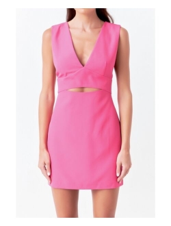 Women's V-neckline Cut-out Detail Mini Dress