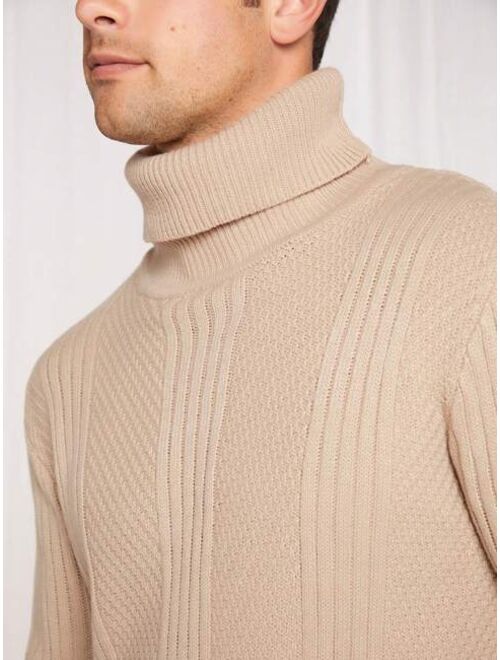 Shein Manfinity Homme Men Turtleneck Ribbed Knit Sweater