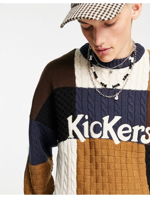 Kickers panel logo knitted sweater in blue