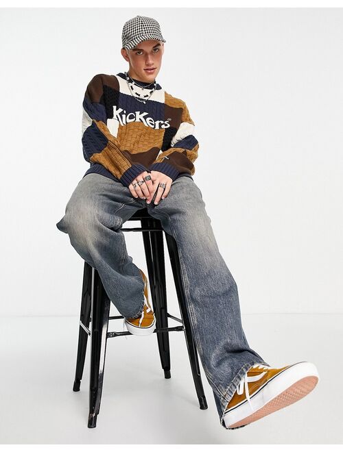 Kickers panel logo knitted sweater in blue