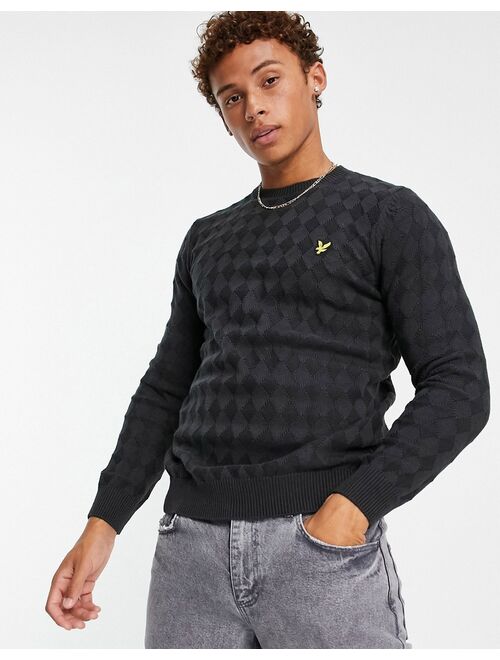 Lyle & Scott Vintage argyle crew neck sweaters in gray