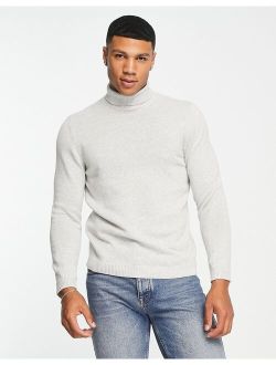 midweight cotton turtle neck sweater in gray