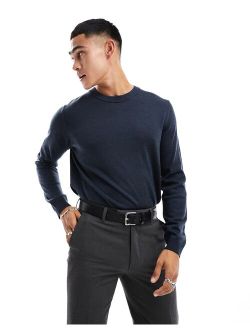 knit merino wool sweater in navy