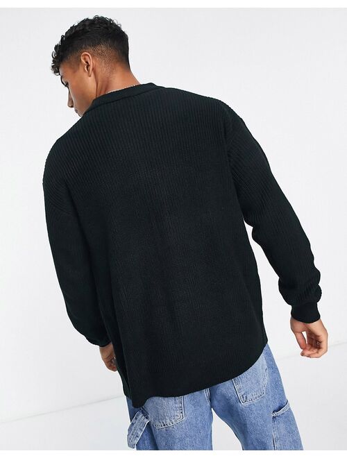 New Look fisherman rib cardigan in black