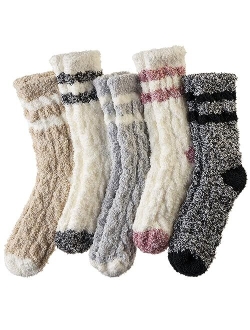 AMENLAN Women Fuzzy Slipper Socks Winter Microfiber Soft Cozy Plush Fluffy Socks Warm Comfy Thermal Home Sleeping Socks