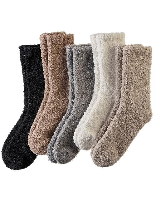 AMENLAN Women Fuzzy Slipper Socks Winter Microfiber Soft Cozy Plush Fluffy Socks Warm Comfy Thermal Home Sleeping Socks