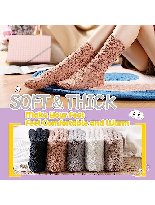 AMENLAN Women Fuzzy Slipper Socks Winter Microfiber Soft Cozy Plush Fluffy Socks Warm Comfy Thermal Home Sleeping Socks