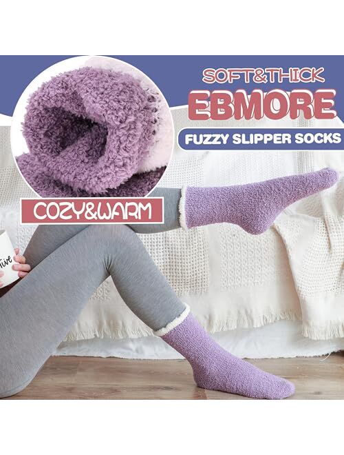 EBMORE Womens Fuzzy Socks Fleece Fluffy Cabin Plush Warm Sleep Soft Cozy Winter Adult Socks