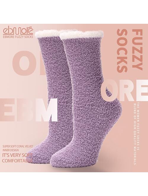 EBMORE Womens Fuzzy Socks Fleece Fluffy Cabin Plush Warm Sleep Soft Cozy Winter Adult Socks