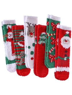 LINEMIN Womens Fuzzy Socks Cozy Fluffy Winter Warm Slipper Socks Microfiber Soft Home Sleeping Socks