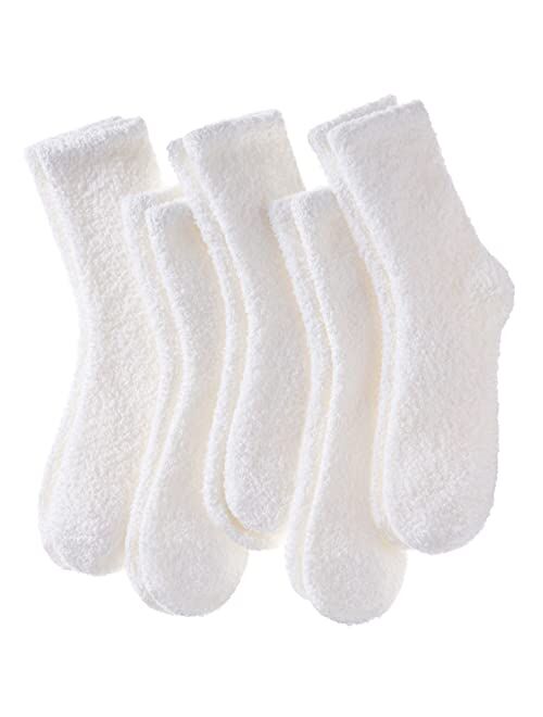 LINEMIN Womens Fuzzy Socks Cozy Fluffy Winter Warm Slipper Socks Microfiber Soft Home Sleeping Socks