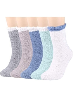 Free Yoka Fuzzy Socks for Women Soft Cozy Winter Slipper Socks Warm Sleep Socks for Christmas Valentine's Day Gifts 5/6 Pairs