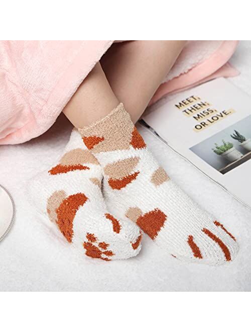 Free Yoka Fuzzy Socks for Women Soft Cozy Winter Slipper Socks Warm Sleep Socks for Christmas Valentine's Day Gifts 5/6 Pairs