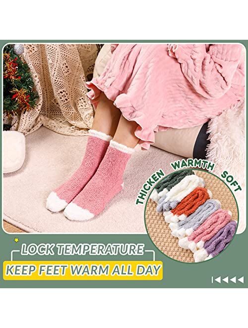 Velice Womens Fuzzy Socks Soft Cozy Fluffy Slipper Socks Winter Warm Plush Sleeping Christmas Socks