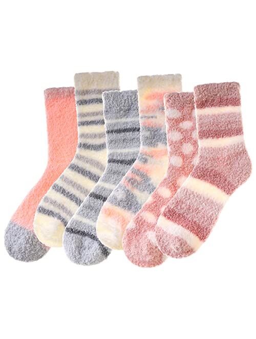 Velice Womens Fuzzy Socks Soft Cozy Fluffy Slipper Socks Winter Warm Plush Sleeping Christmas Socks