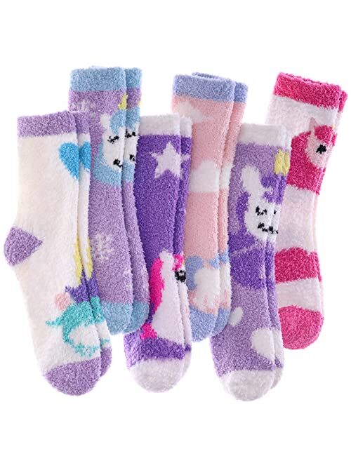 CHOWISH Womens Fuzzy Slipper Socks Super Soft Microfiber Fluffy Cozy Winter Warm Fuzzy Crew Socks