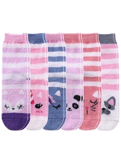 DYW 6 Pairs Fuzzy Socks for Womens Plush Microfiber Soft Fluffy Slipper Socks Winter Warm Cozy Home Sleeping Socks