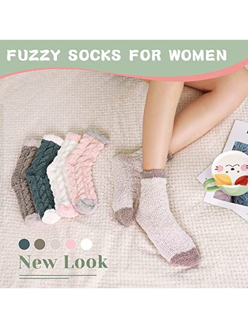 Clothirily Fuzzy Socks for Women - Warm Fluffy Socks, Winter Cozy Socks for Women with Coral Fleece, Womens Slipper Socks