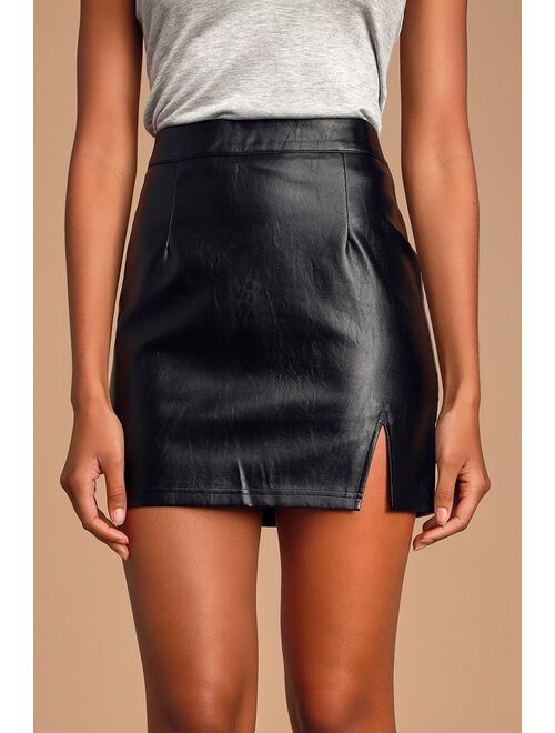 Lulus Corte Black Vegan Leather Mini Skirt